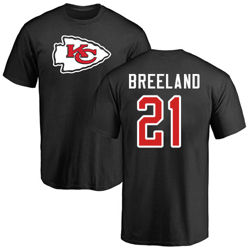Men Kansas City Chiefs #21 Breeland Bashaud Black Name and Number Logo T-Shirt->nfl t-shirts->Sports Accessory